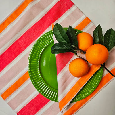 Ocean Napkins BOXED - Pink/Orange/White Stripe - Wholesale