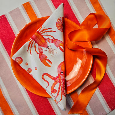 Ocean Napkins BOXED - Pink/Orange - Wholesale