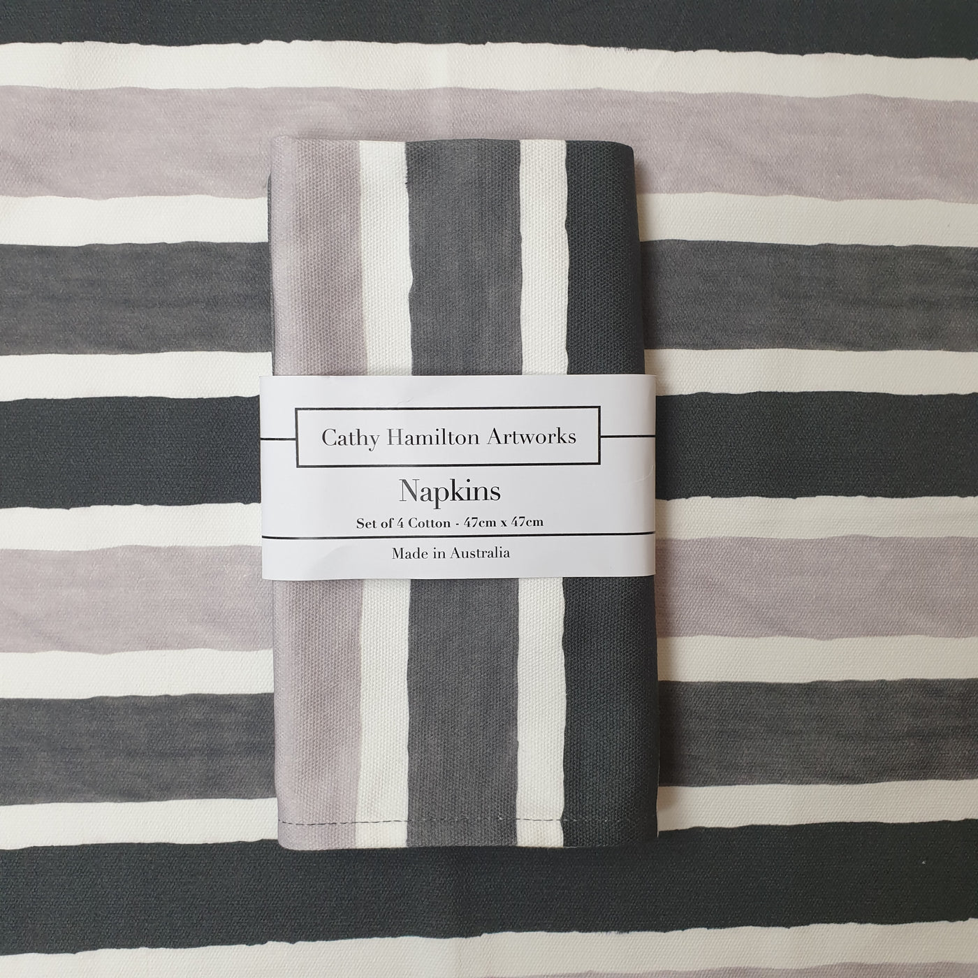 Florence Napkins - Black/Grey Stripes - Wholesale