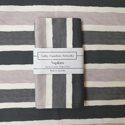 Florence Napkins - Black/Grey Stripes