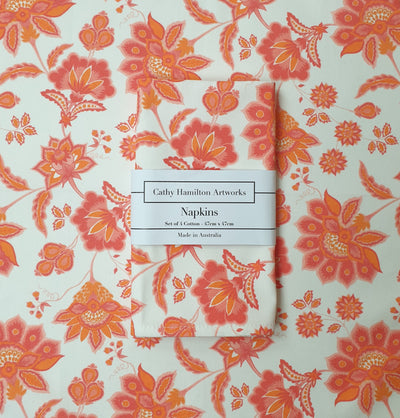 Aurora Napkins - Orange on White