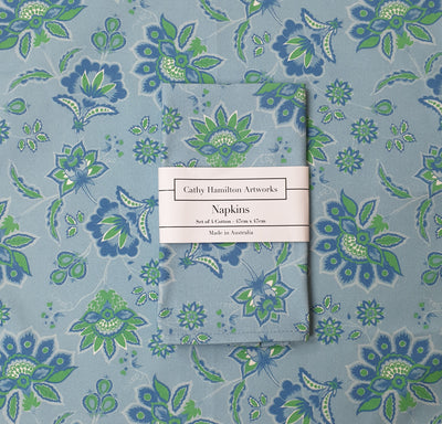 Aurora Napkins - Blue/Green on Blue - Wholesale