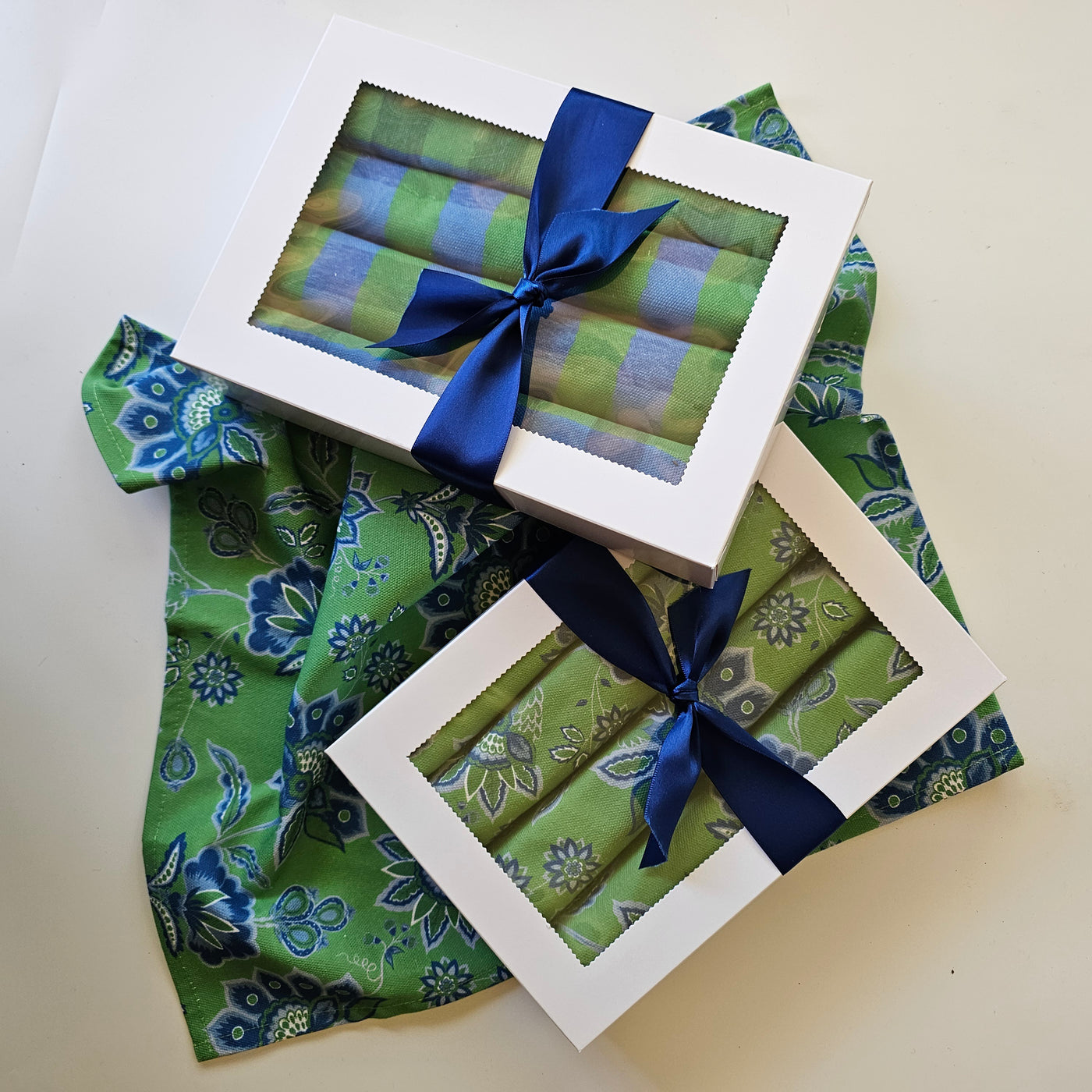 Ocean Napkins BOXED - Blue/Green/White Stripe