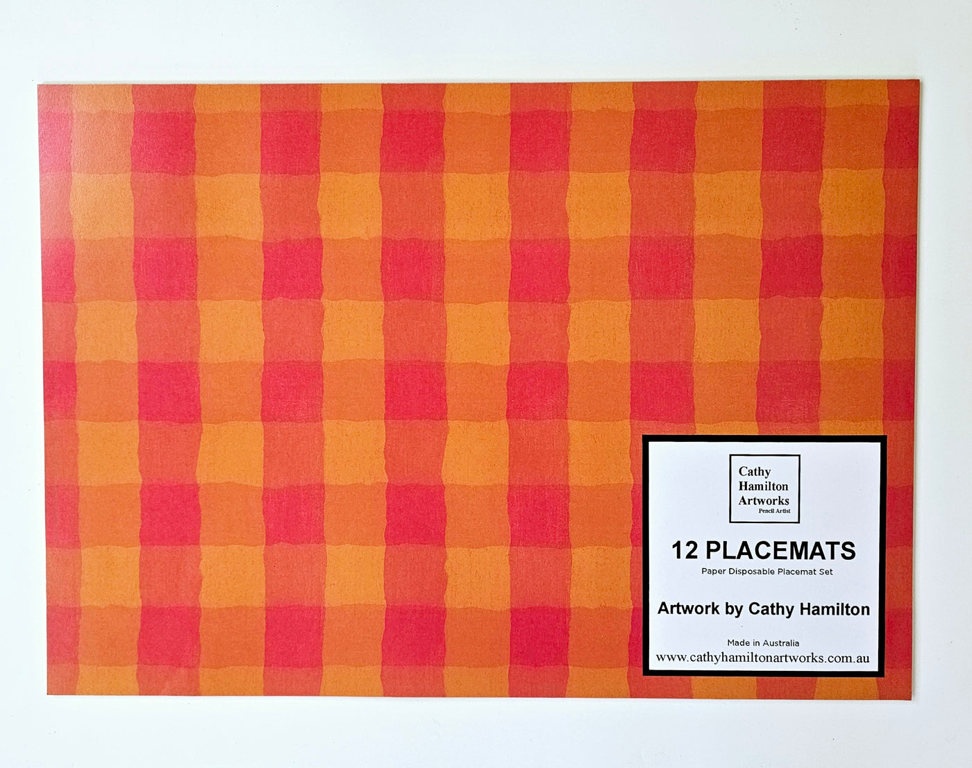 Gingham Placemats - Orange - Wholesale