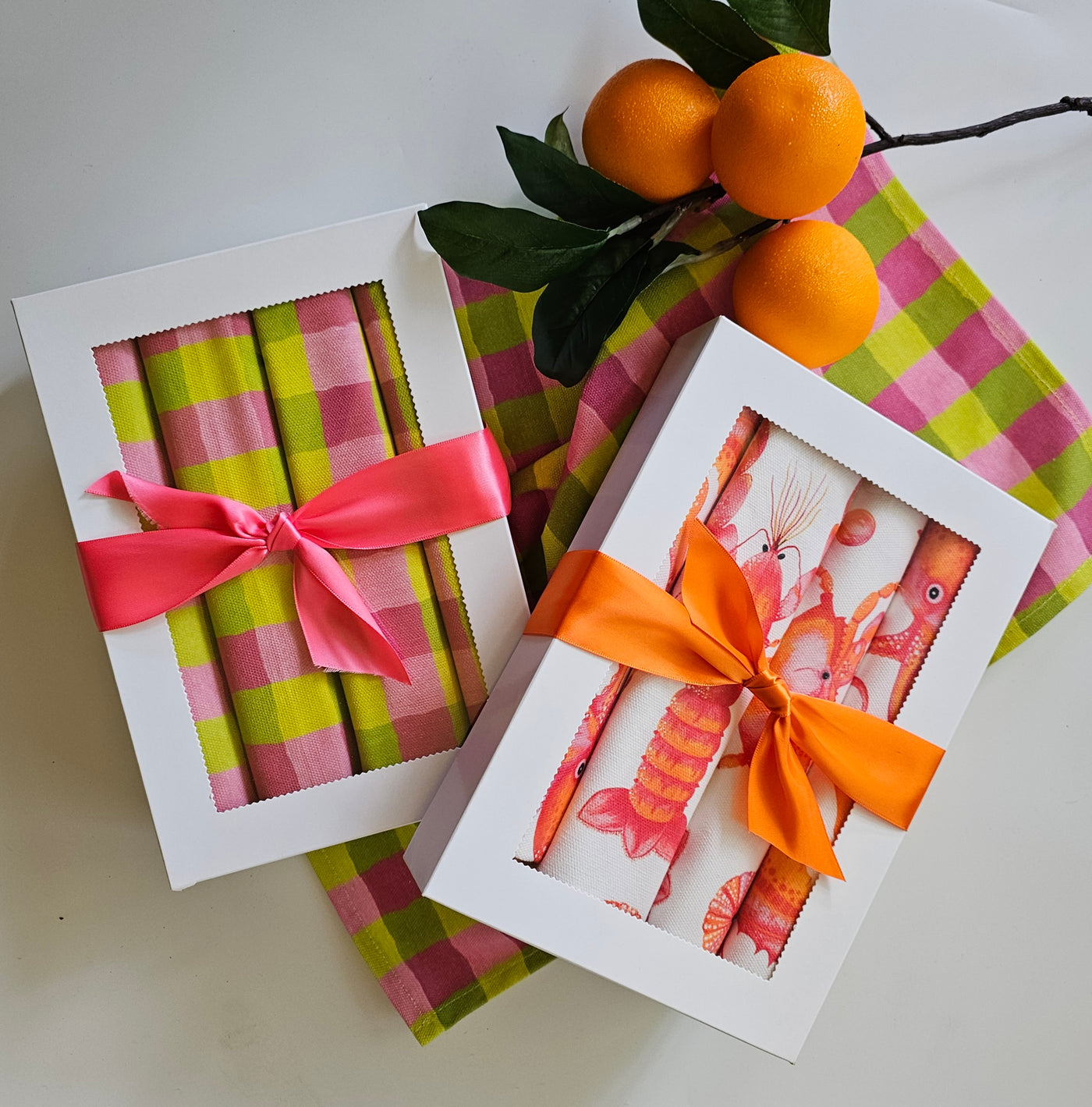 Ocean Napkins BOXED - Pink/Orange/White Stripe - Wholesale