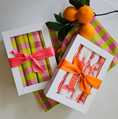 Ocean Napkins BOXED - Pink/Orange