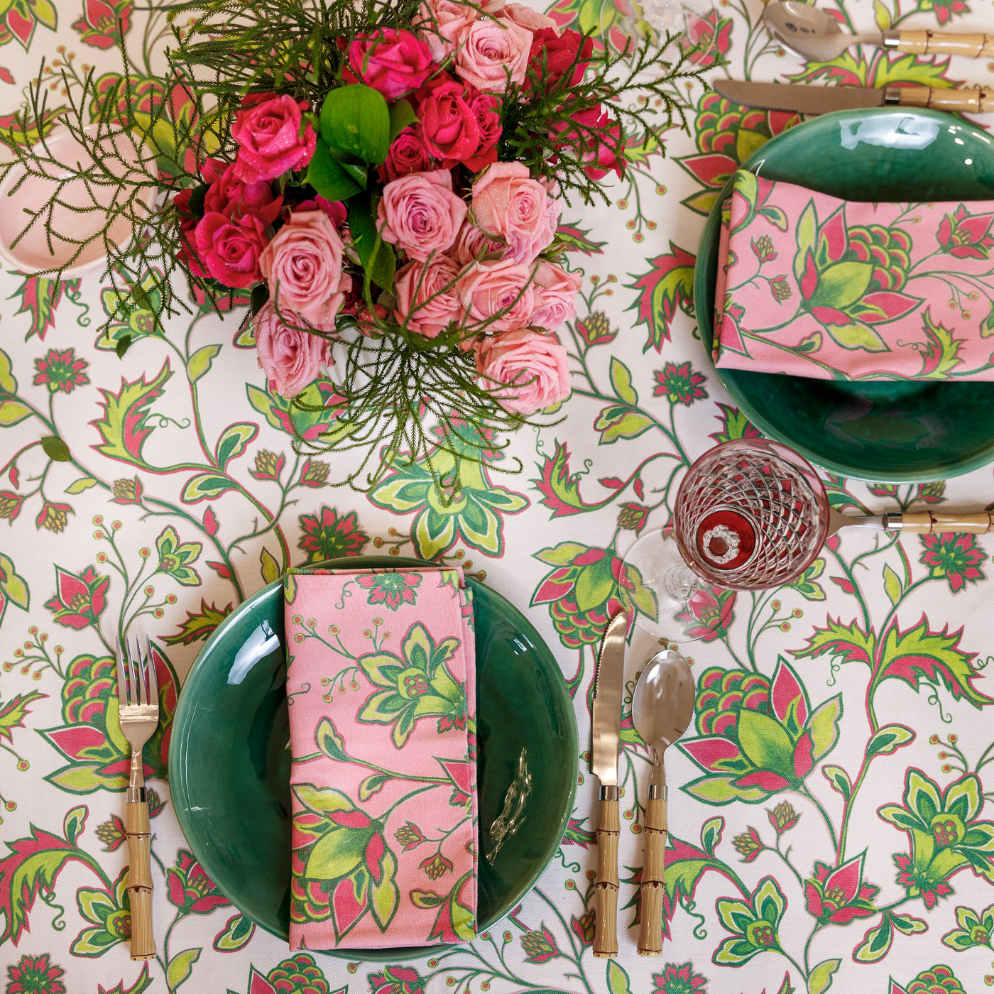 Florence Napkins - Pink/Green on Pink - Wholesale