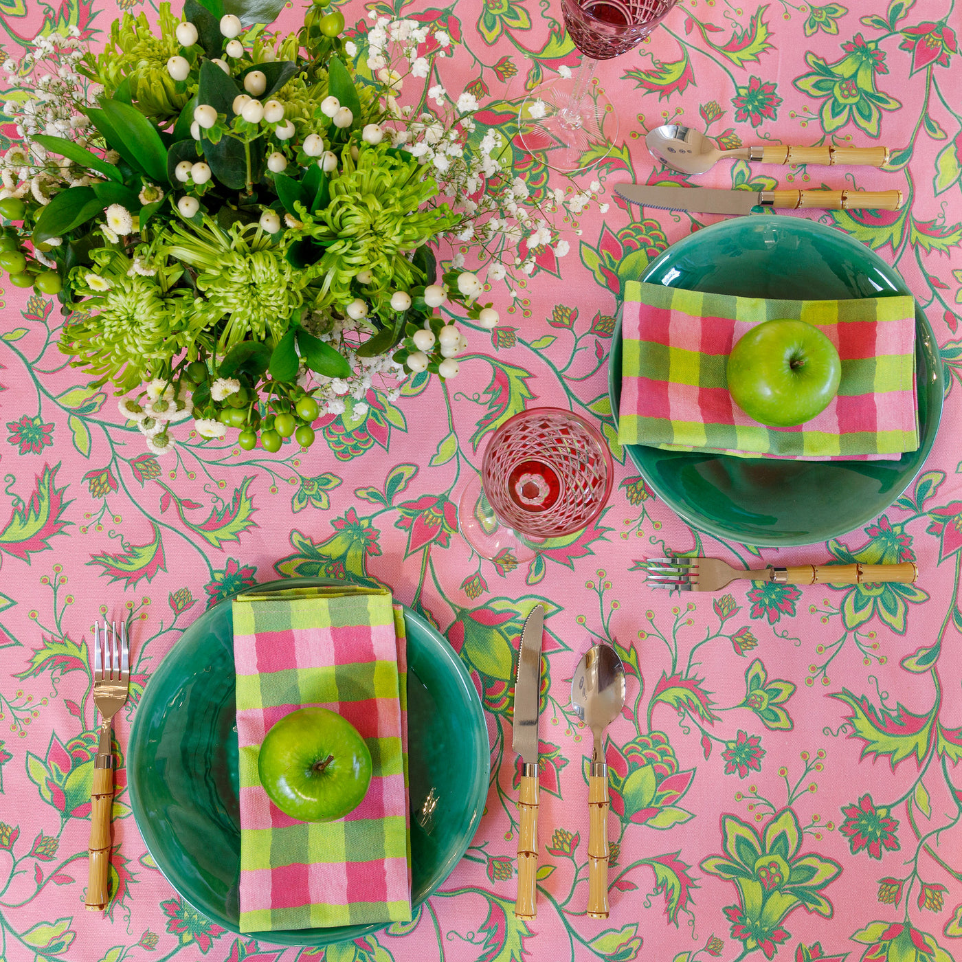 Florence Tablecloth - Pink/Green on Pink - Wholesale