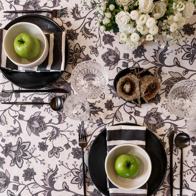 Florence Tablecloth - Black/Grey on White