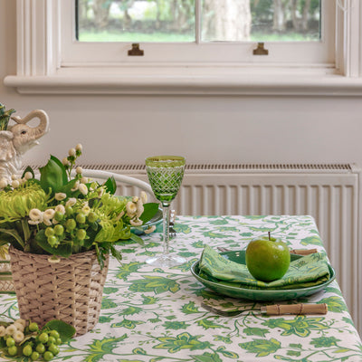 Florence Tablecloth - Green on White -PRE ORDER