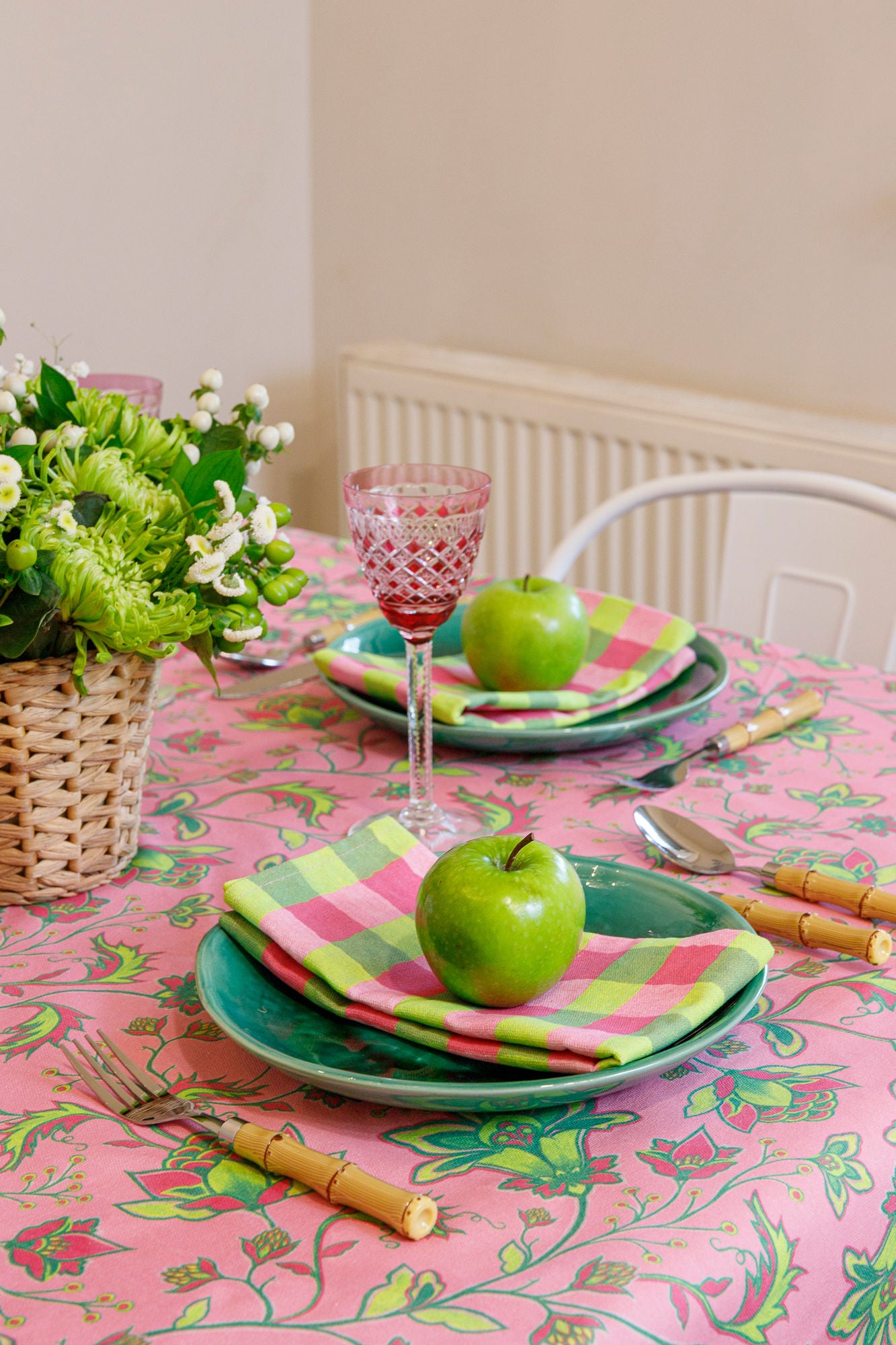 Florence Tablecloth - Pink/Green on Pink