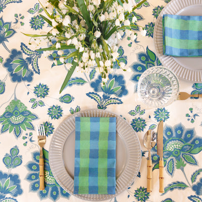 Aurora Tablecloth - Blue/Green on White - Wholesale