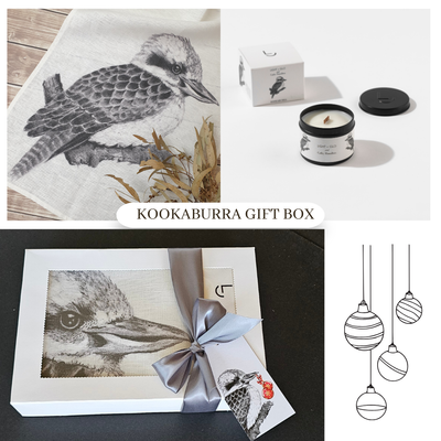 Kookaburra Tea Towel Boxed with Candle & matching Gift Tag...FREE EXPRESS POST UPGRADE