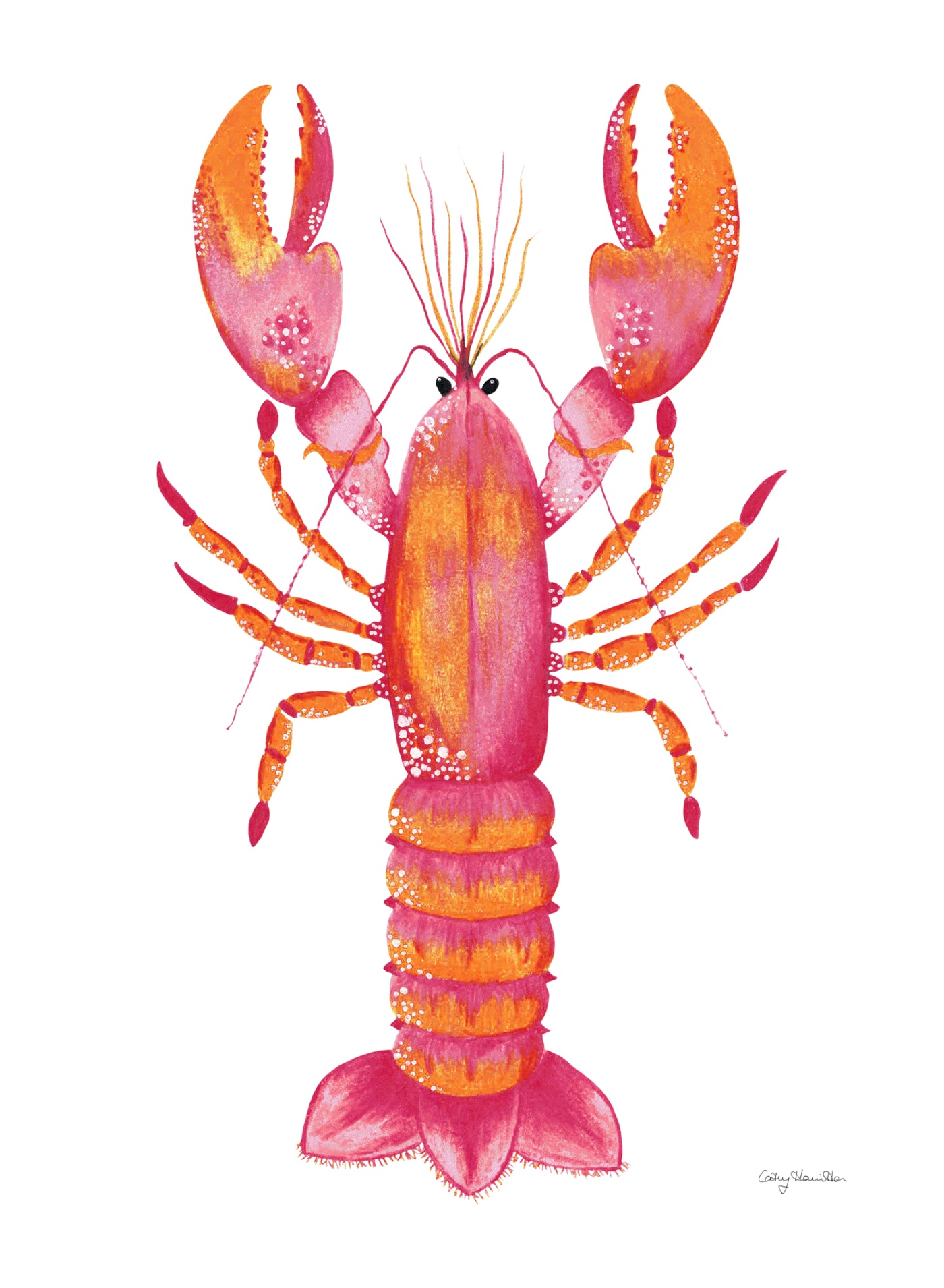 Lobster Tea Towel - Pink/Orange