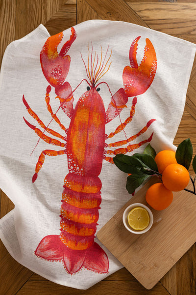 Lobster Tea Towel - Pink/Orange