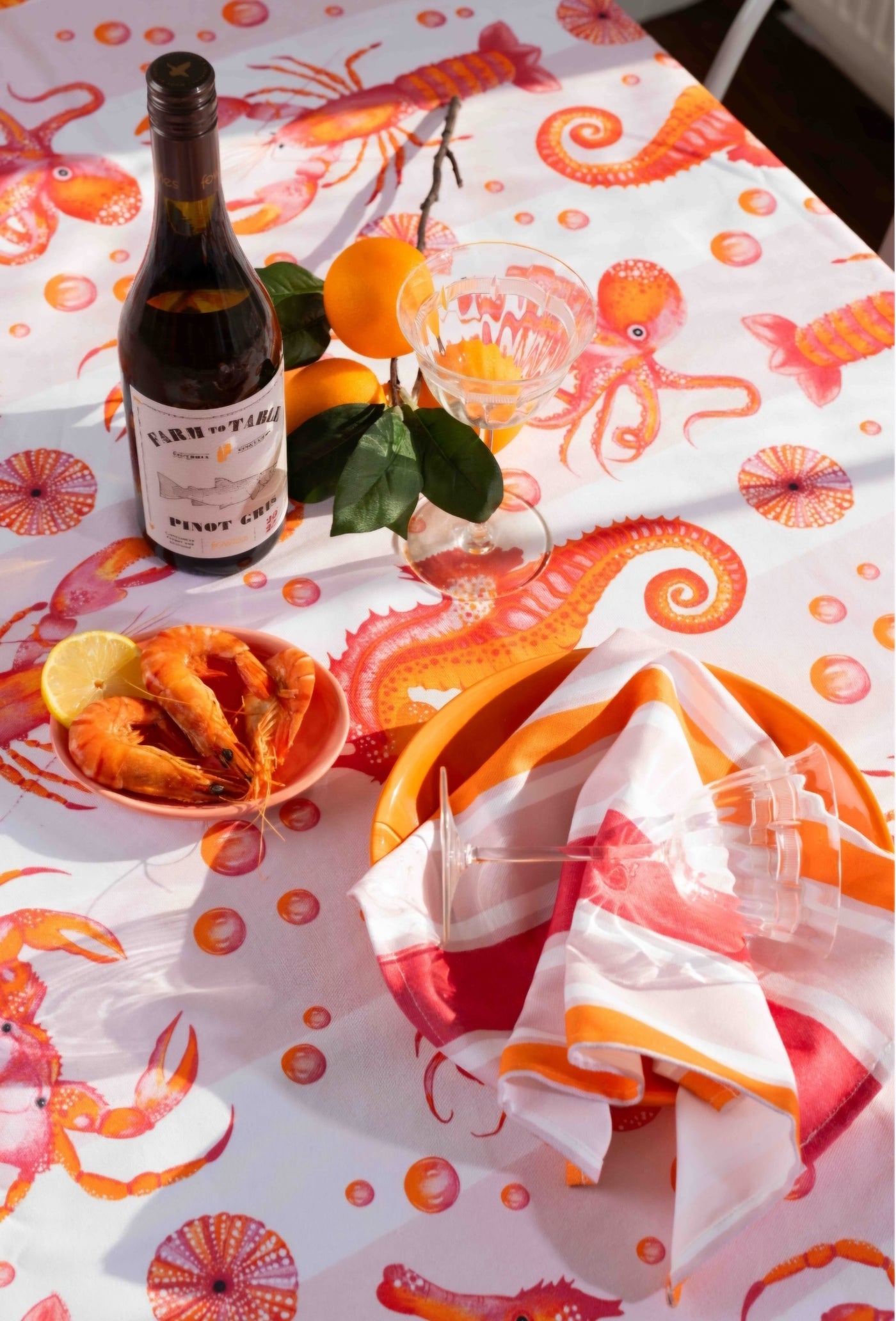 Ocean Tablecloth - Pink/Orange - Wholesale