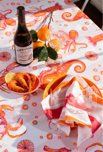 Ocean Tablecloth - Pink/Orange