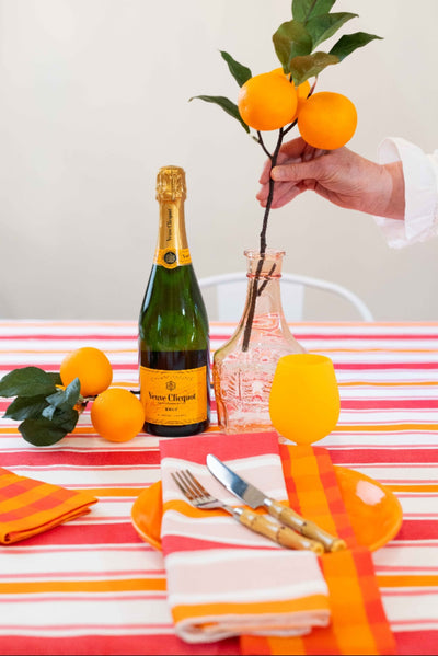 Summer Stripes Tablecloth - Pink/Orange/White