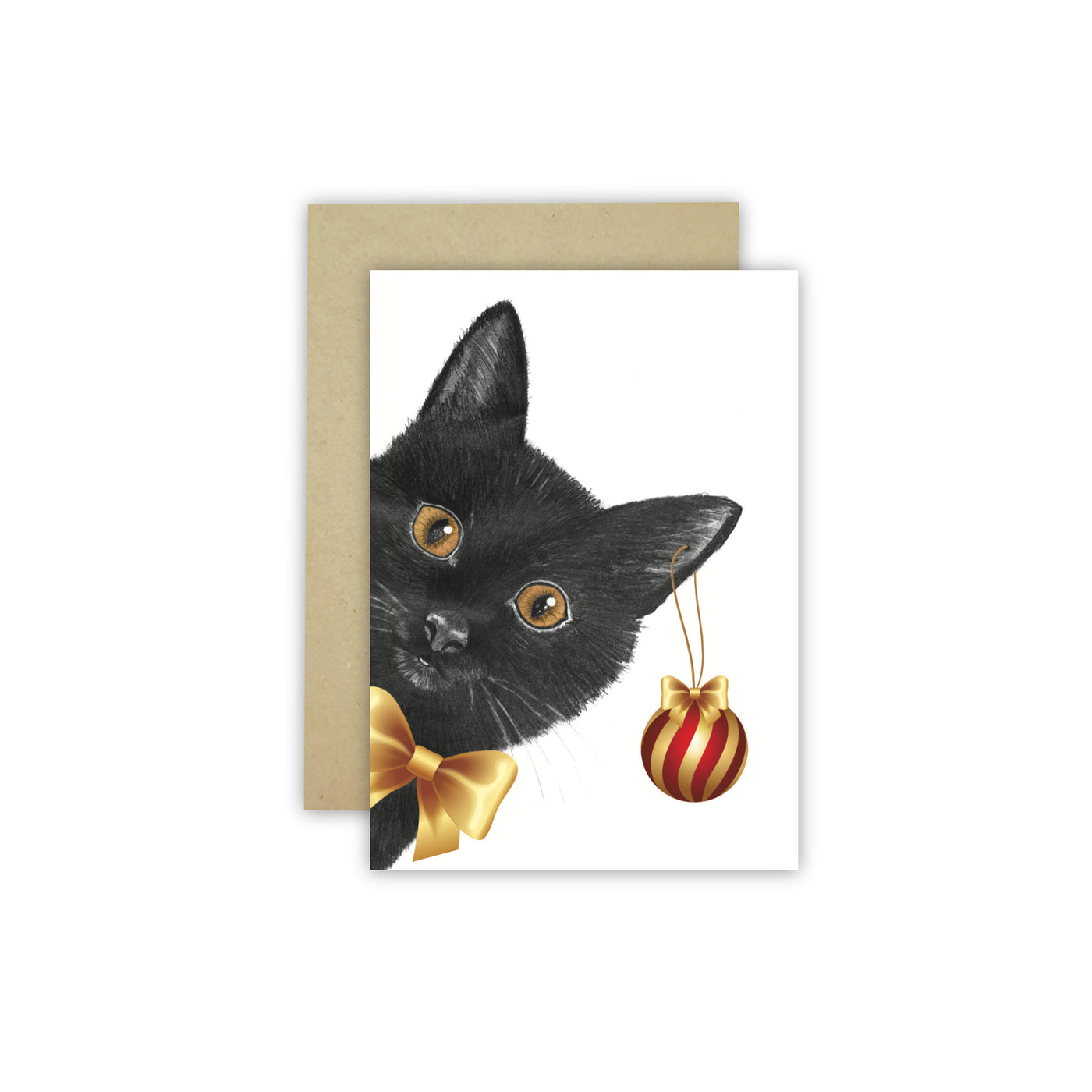 Peeking Cat Christmas Card