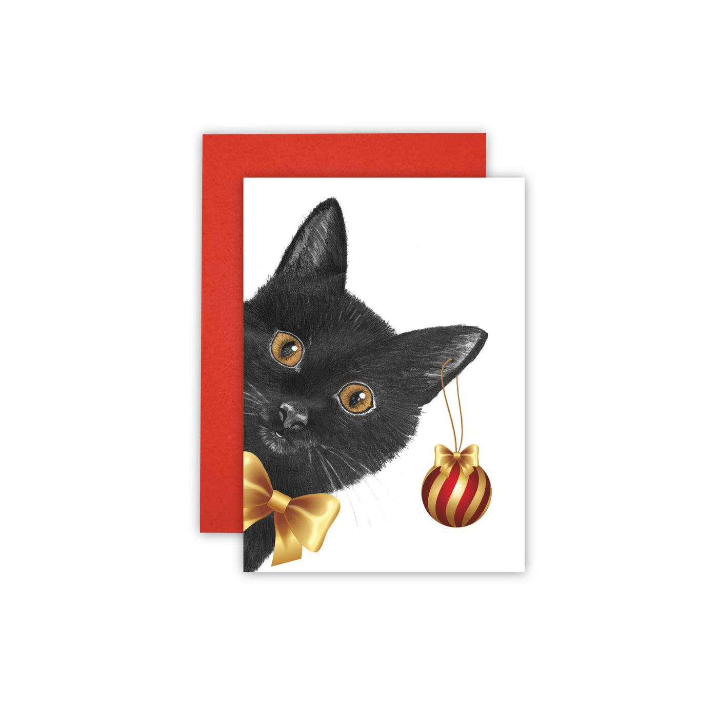 Peeking Cat Christmas Card